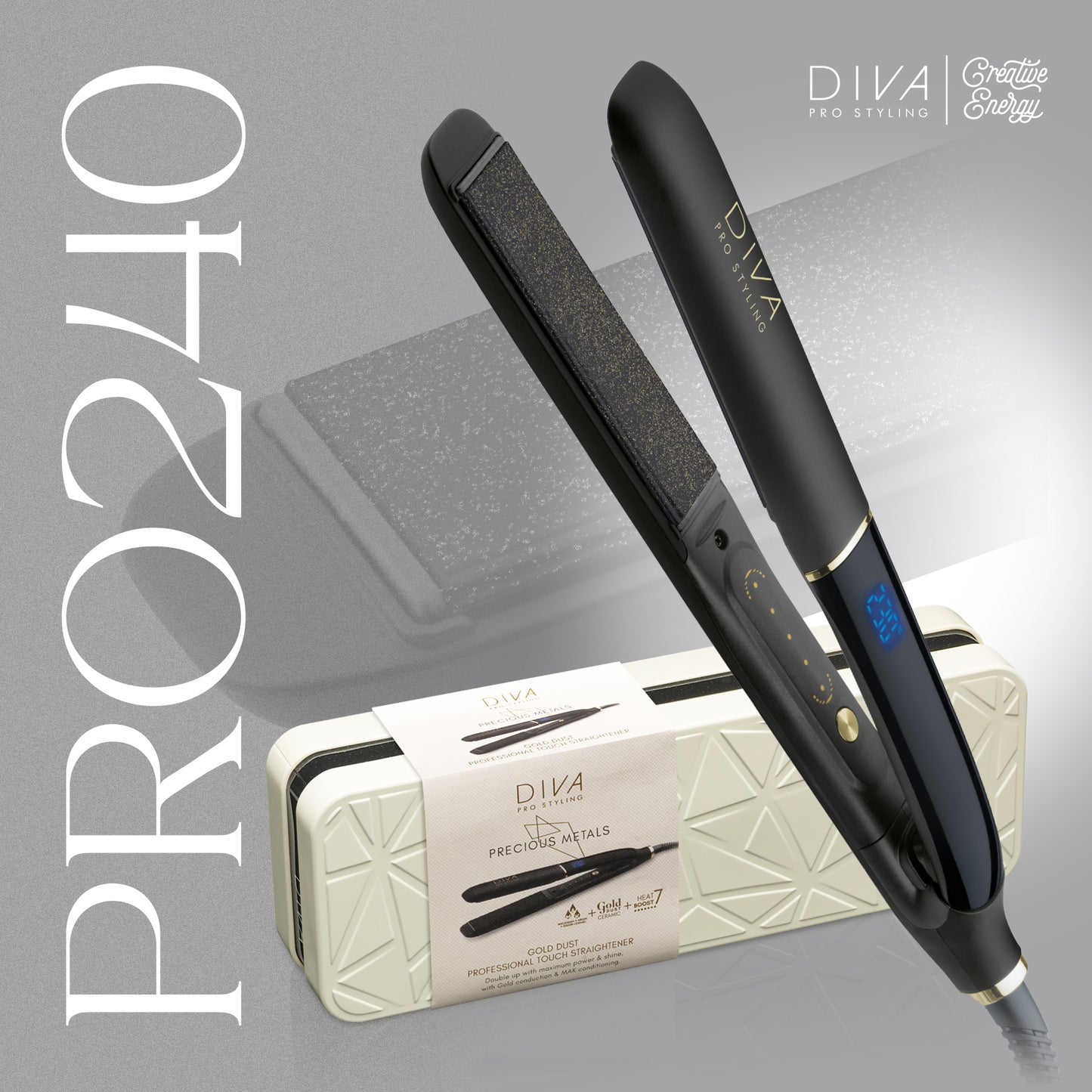 Precious Metals Gold Dust | Prostownica do włosów z drobinkami złota (PRO240)