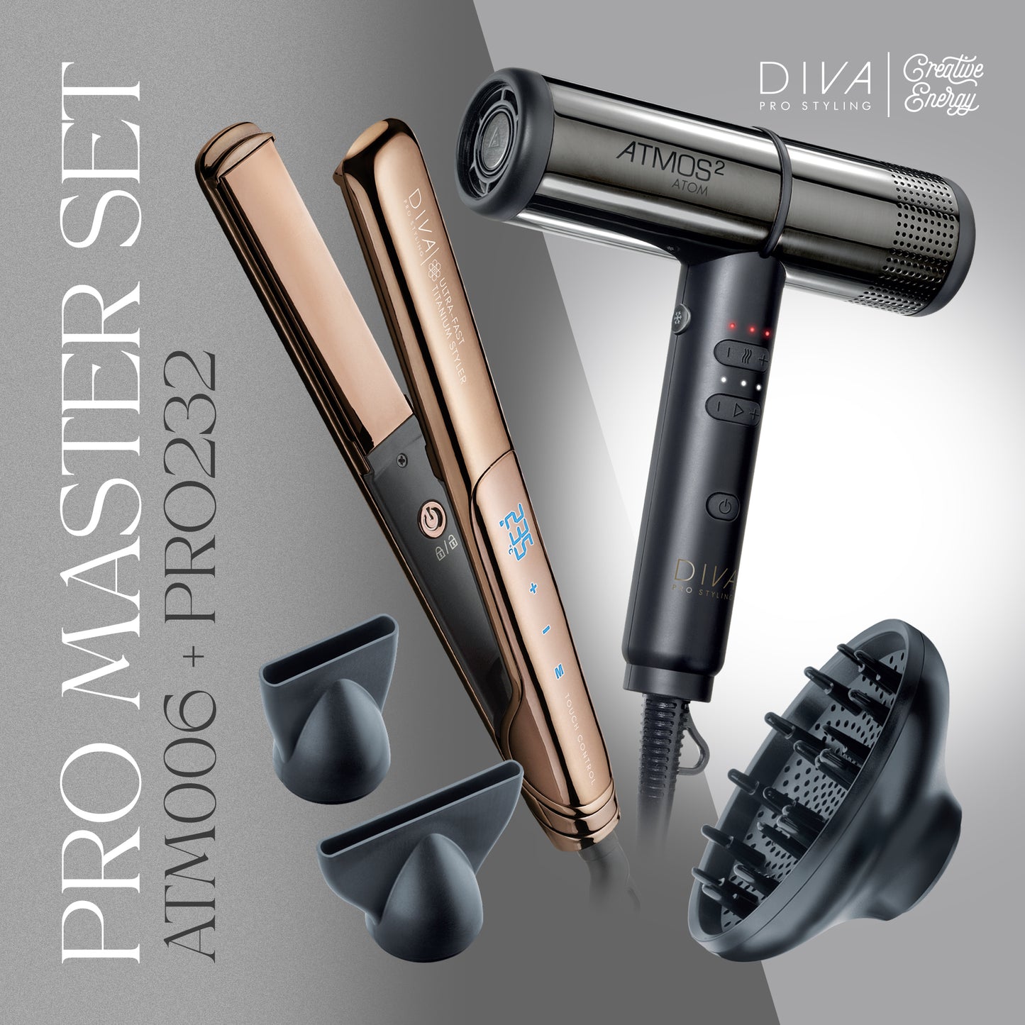 PRO MASTER SET I Suszarka Atmos 2 Atom + Prostownica tytanowa