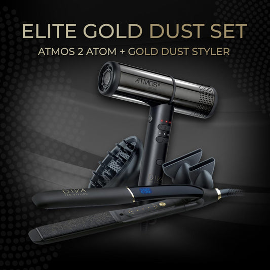 ELITE GOLD DUST SET I Suszarka Atmos 2 Atom + Prostownica Gold Dust